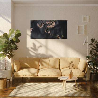 Cherry Blossom Moody Minimal Canvas Art | Bold Dark Japandi Art