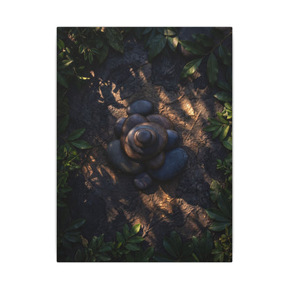 Ma River Stones Canvas Art - Dark Japandi Dark Texture