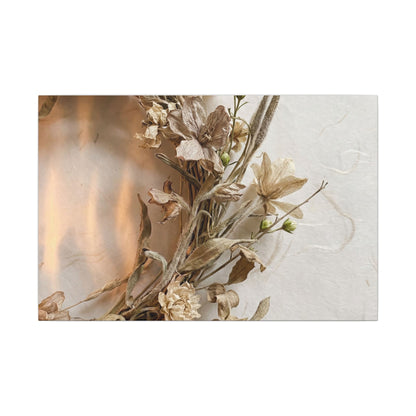 Dried Flowers Japanese Pattern Canvas Art | Neutral Japandi Art