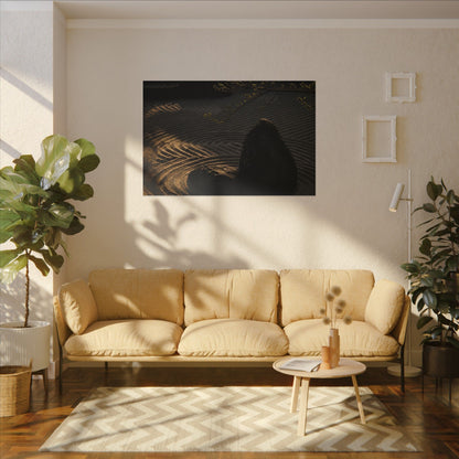 Ma Rock Garden Canvas Art - Dark Japandi Shadow Zen
