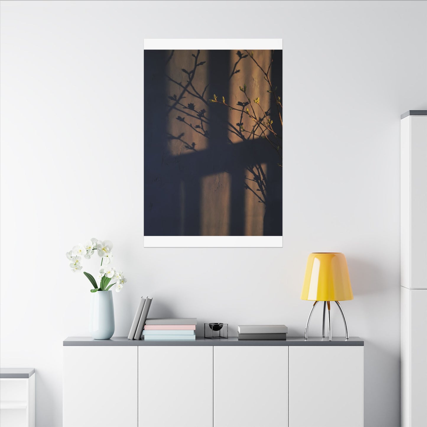 Shadow Play Canvas Art | Spring Dark Japandi Shadow Zen Art