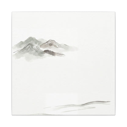 Winter Mountain Mist Minimal Line Canvas Art | Elegant Decor