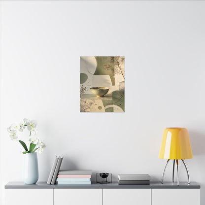 Warm Ceramic Bowl Canvas Art - Minimal Line Japandi