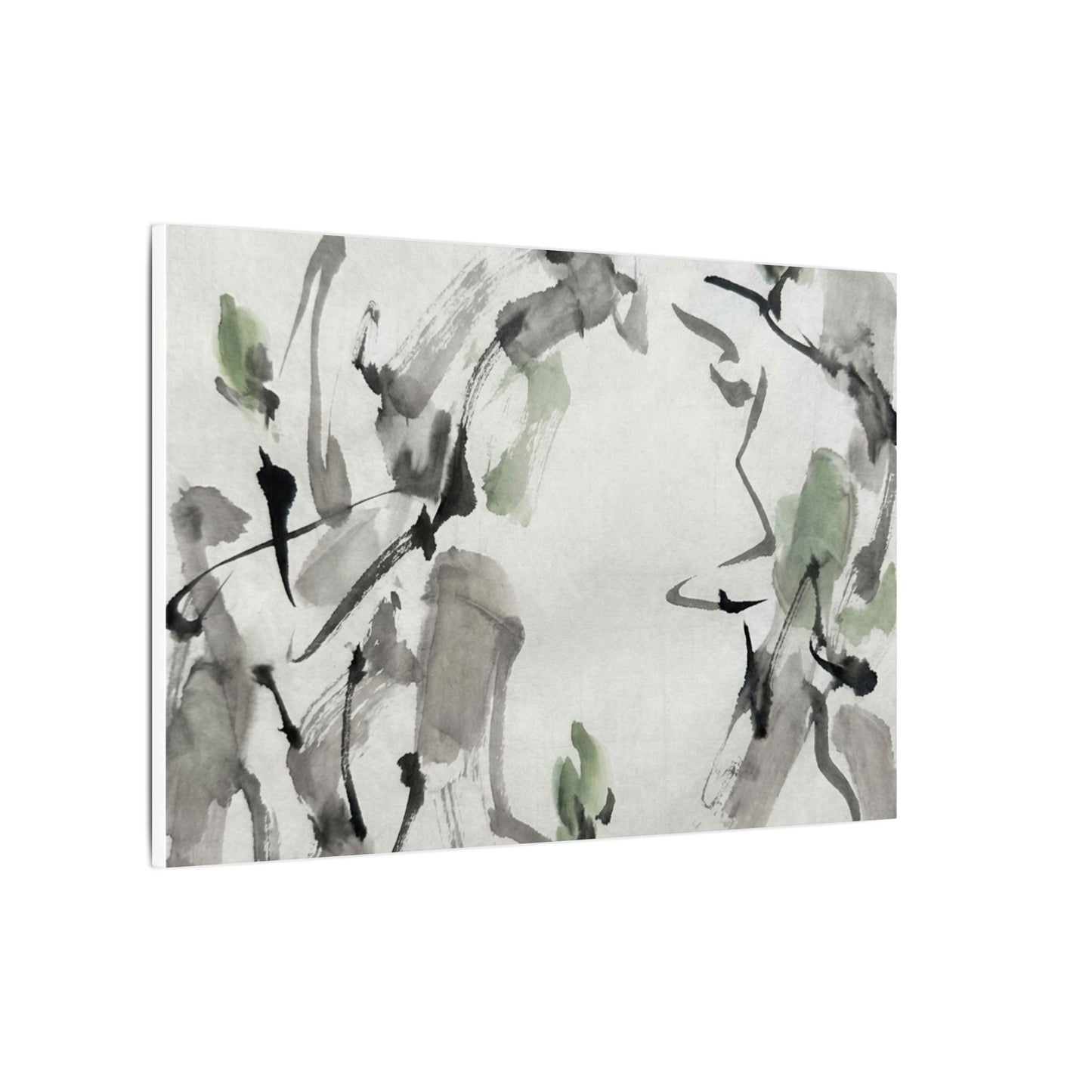 Zen Ink Brushstroke in Overcast | Sumi E Canvas Art