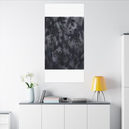 Dried Flowers Canvas Art | Winter Dark Japandi Shadow Zen Art