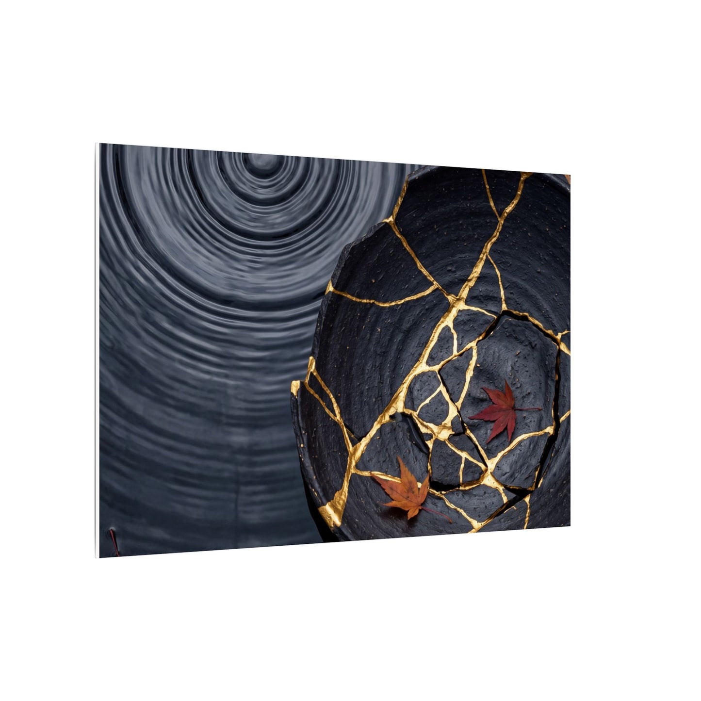 Philosophical Water Ripple Canvas Art - Gold Repair Kintsugi
