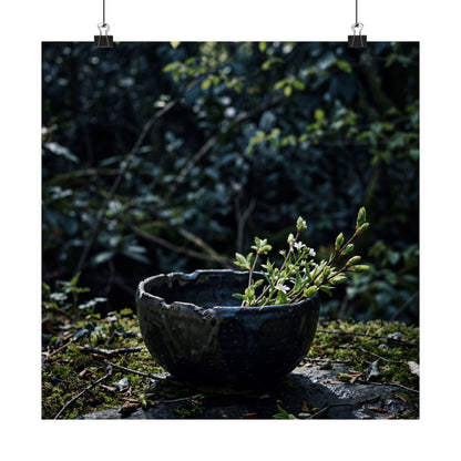 Ceramic Bowl Shadow Zen Wall Art Print | Moody Dark Japandi Art
