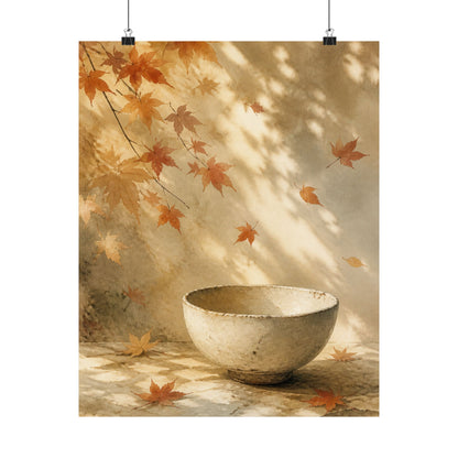 Ceramic Bowl Wall Art Print | Autumn Japandi Watercolor Art