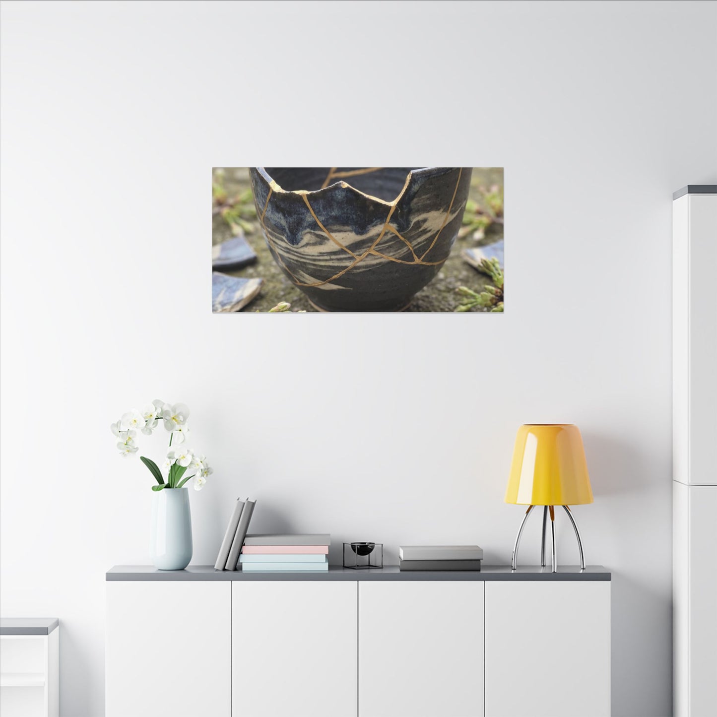 Datsuzoku Ceramic Bowl Canvas Art - Kintsugi Gold Repair