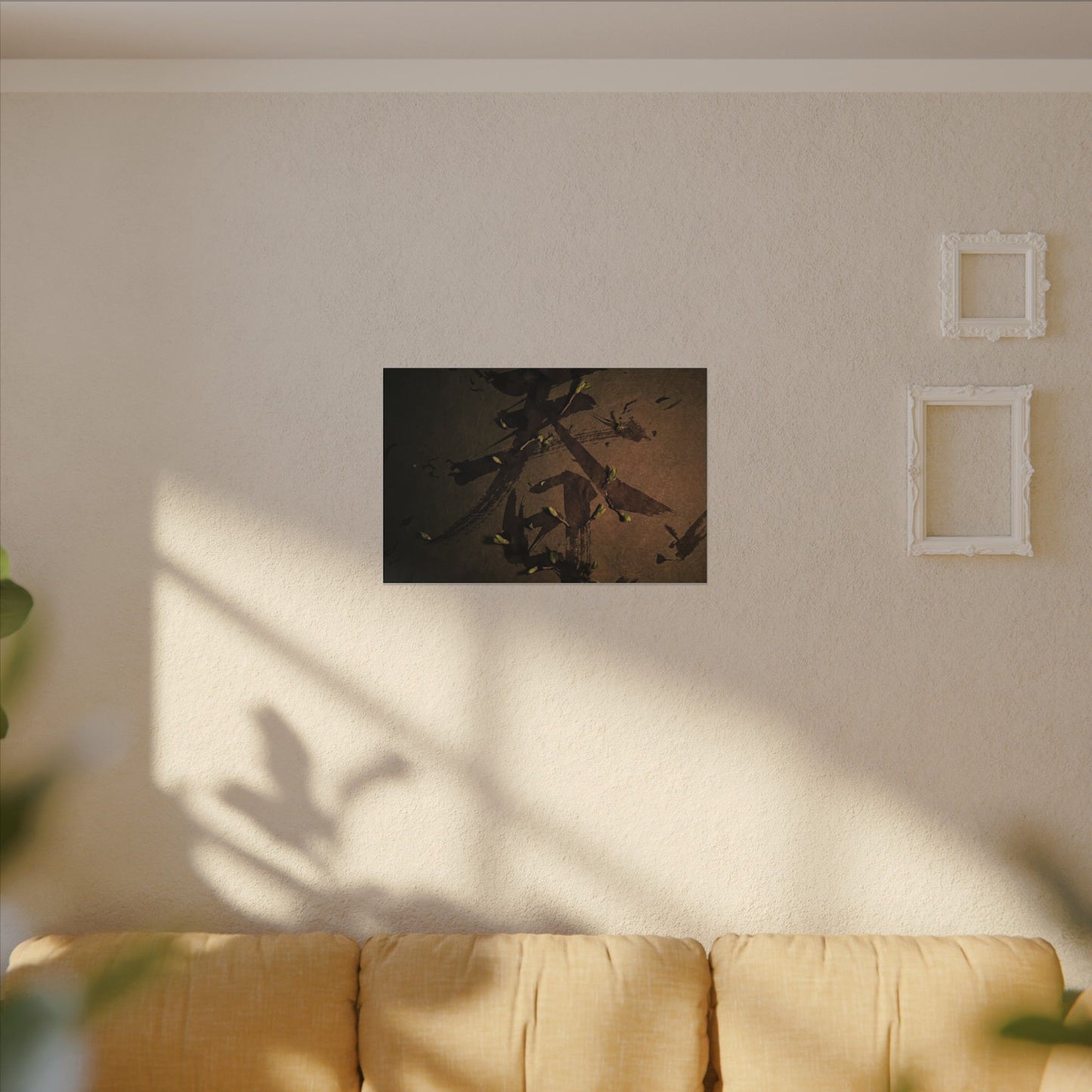 Calligraphy Shadow Zen Canvas Art | Bold Dark Japandi Art