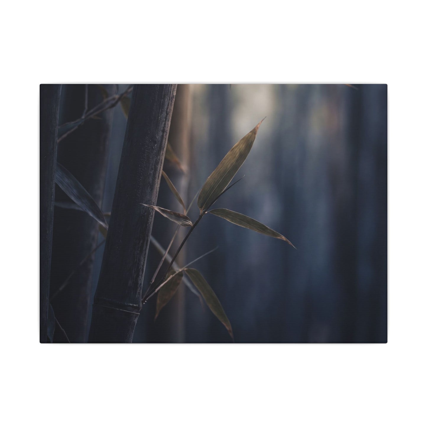 Dark Japandi Bamboo Grove in Dawn | Moody Minimal Canvas Art Art Print