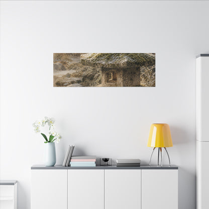Winter Stone Lantern Watercolor Canvas Art | Earthy Decor