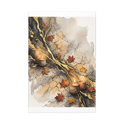 Cracked Earth Autumn Canvas Art | Japandi Warm Design