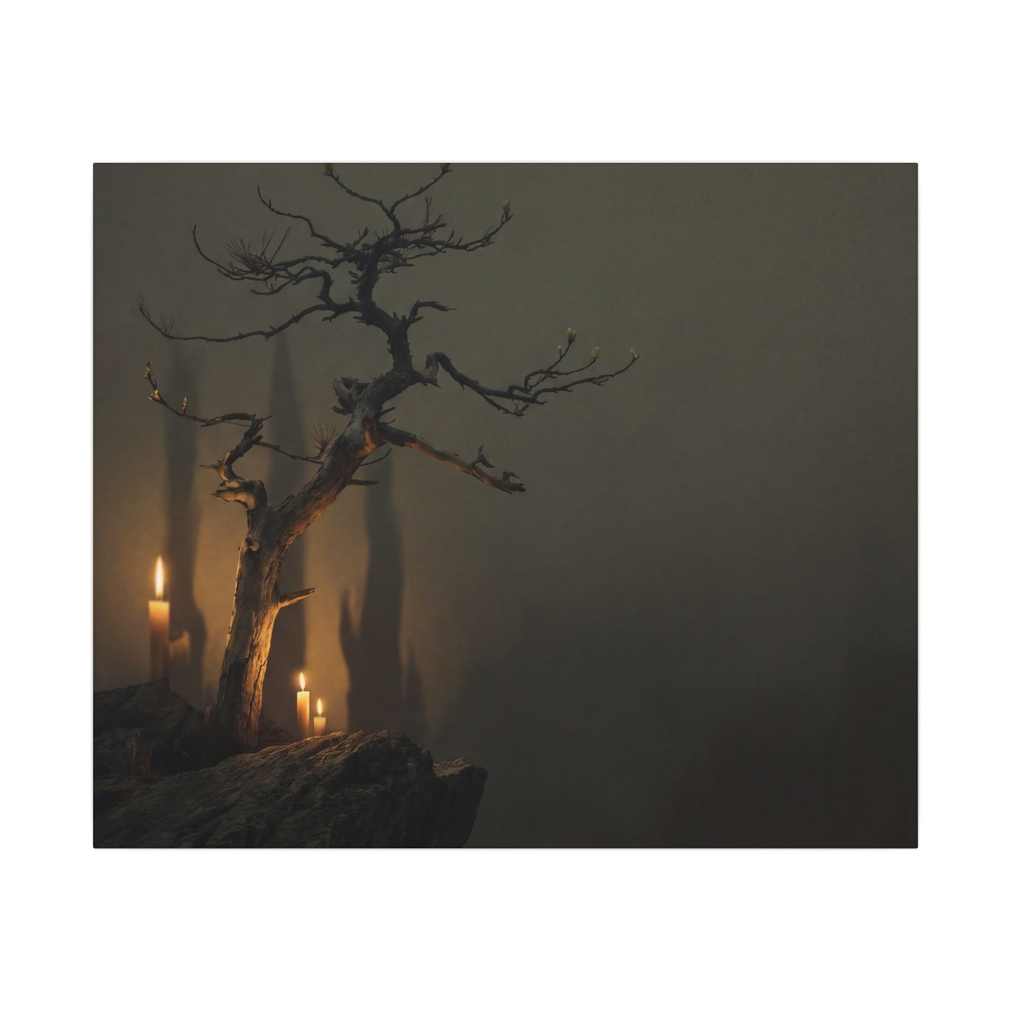 Ma Pine Tree Canvas Art - Dark Japandi Shadow Zen