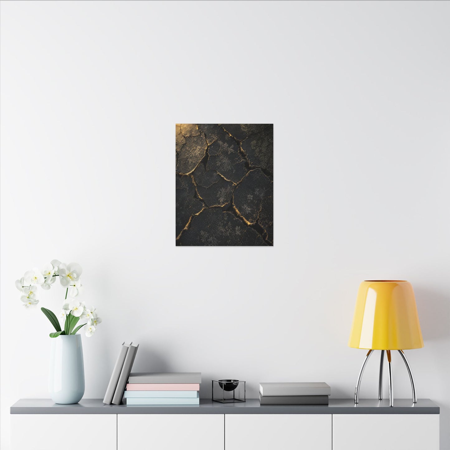 Cracked Earth Canvas Art | Winter Dark Japandi Shadow Zen Art