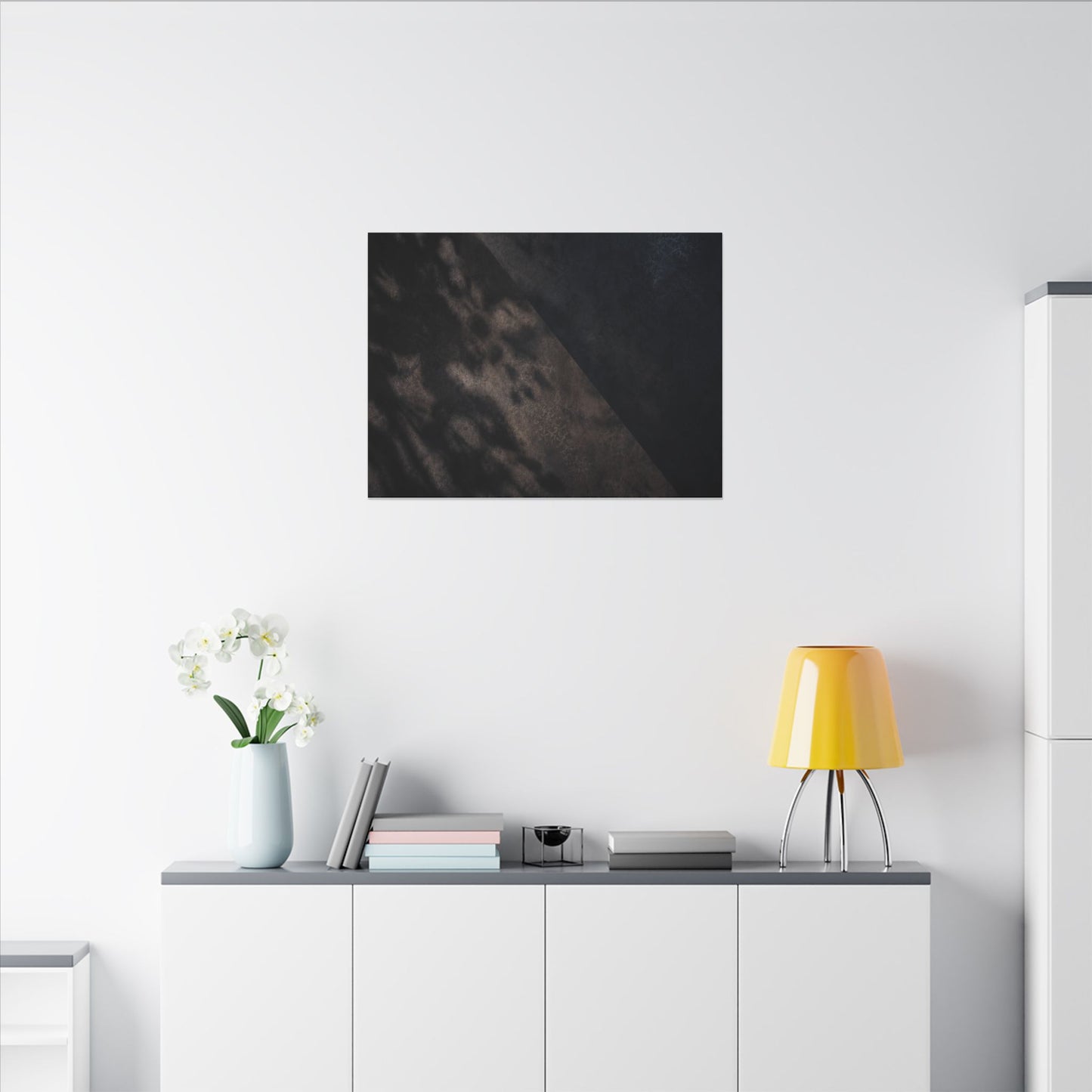 Shadow Play Winter Canvas Art | Dark Japandi Moody Design