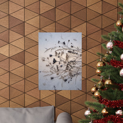 Winter Dried Flowers Japanese Pattern Wall Art Print | Warm Decor