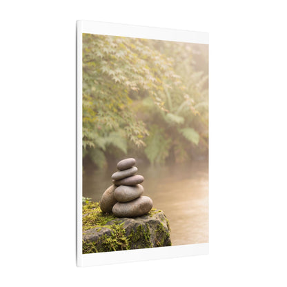 Cozy River Stones Canvas Art - Japanese Pattern Japandi