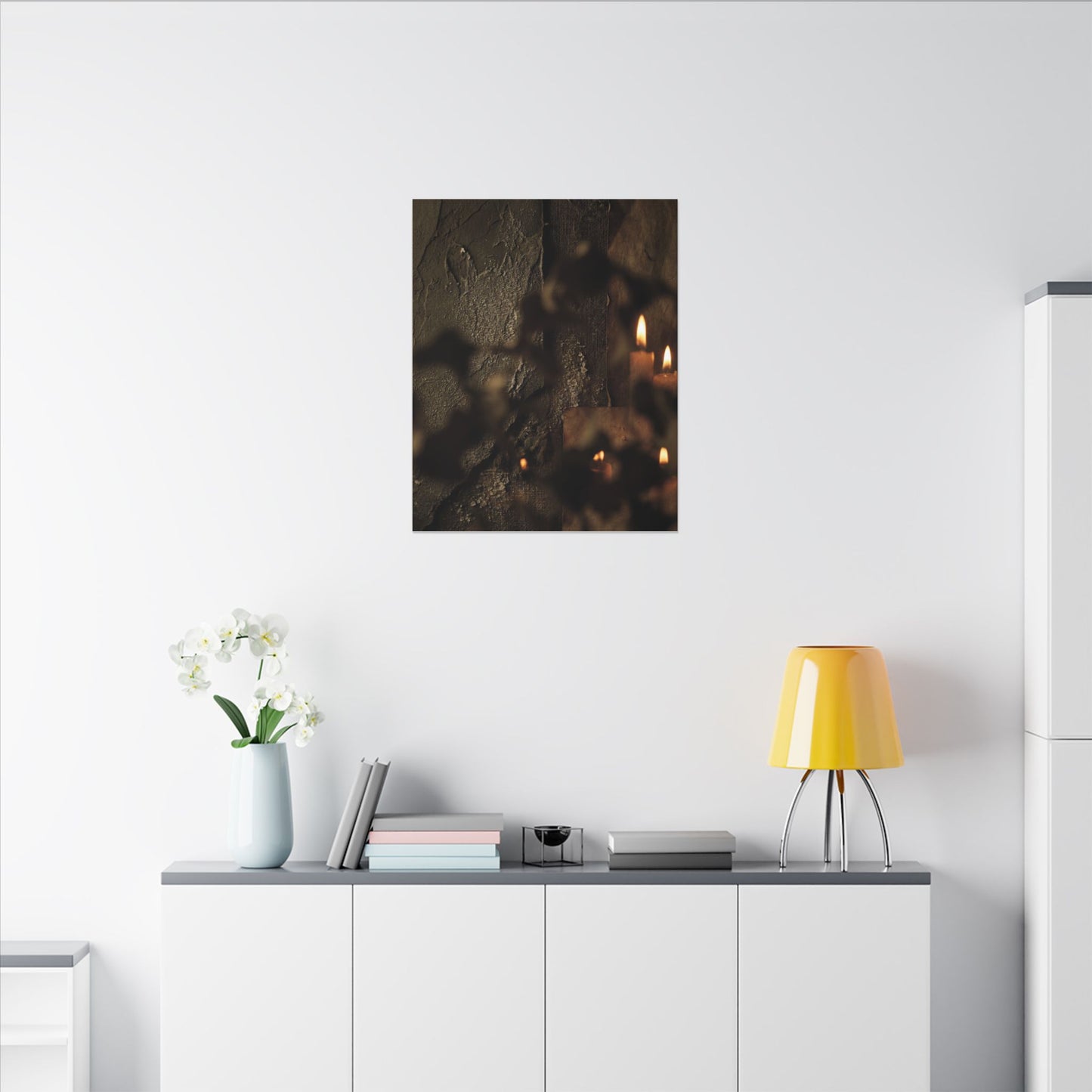 Shadow Play Dark Texture Canvas Art | Moody Dark Japandi Art