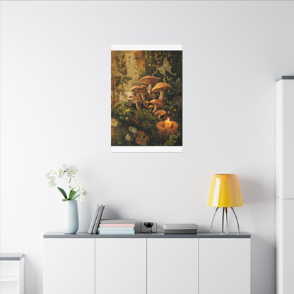 Spring Wild Mushrooms Herbarium Canvas Art | Earthy Decor