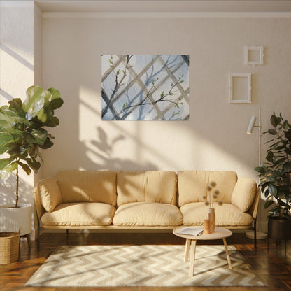Shoji Screen Canvas Art | Spring Japandi Watercolor Art