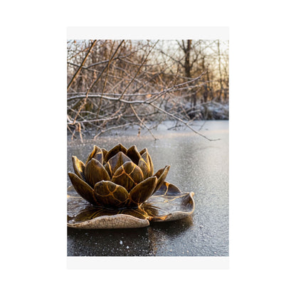 Lotus Flower Winter Wall Art Print | Kintsugi Beautiful Design
