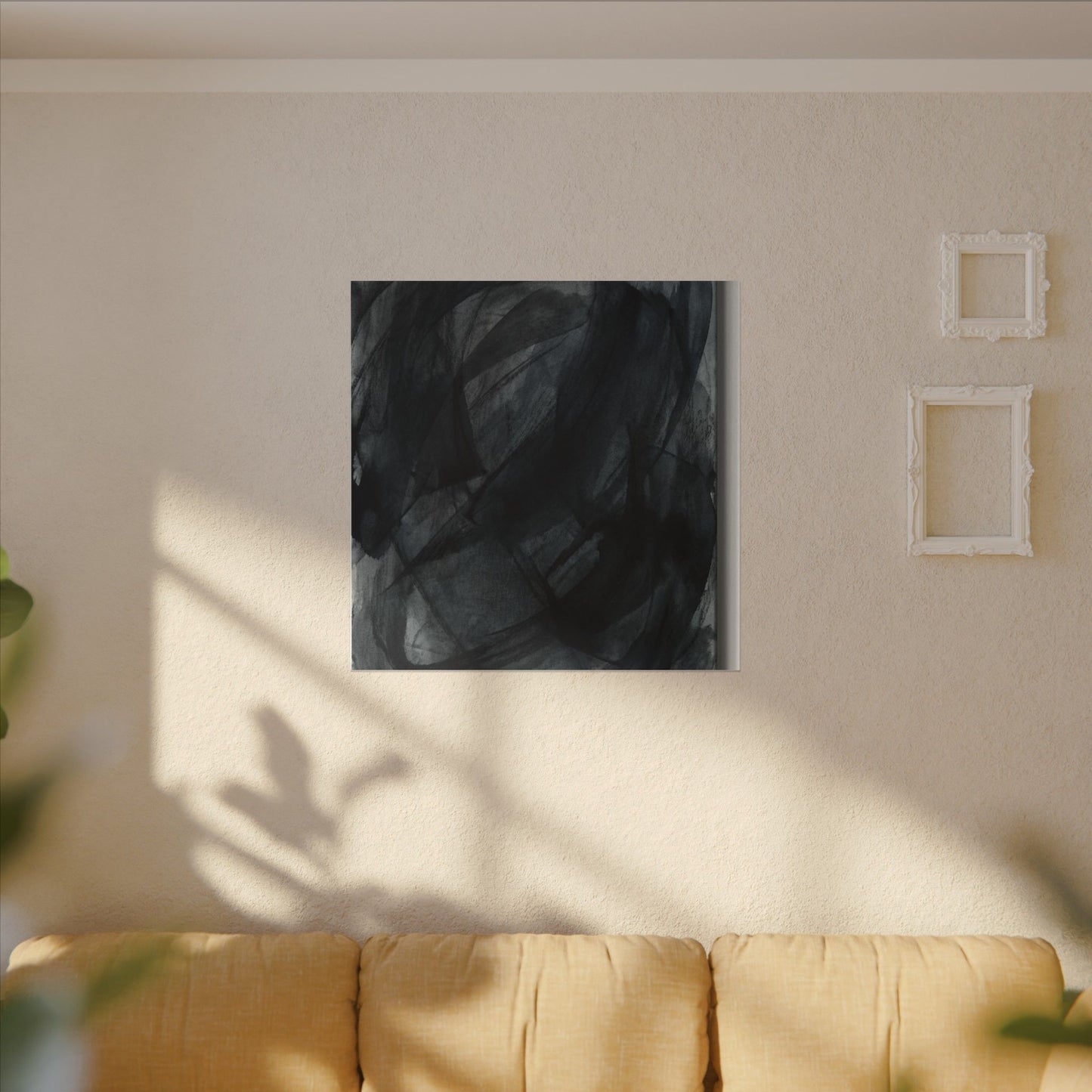 Deep Tones Dark Japandi Charcoal Canvas Art