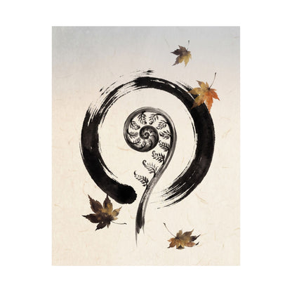 Autumn Fern Unfurling Enso Wall Art Print | Peaceful Decor