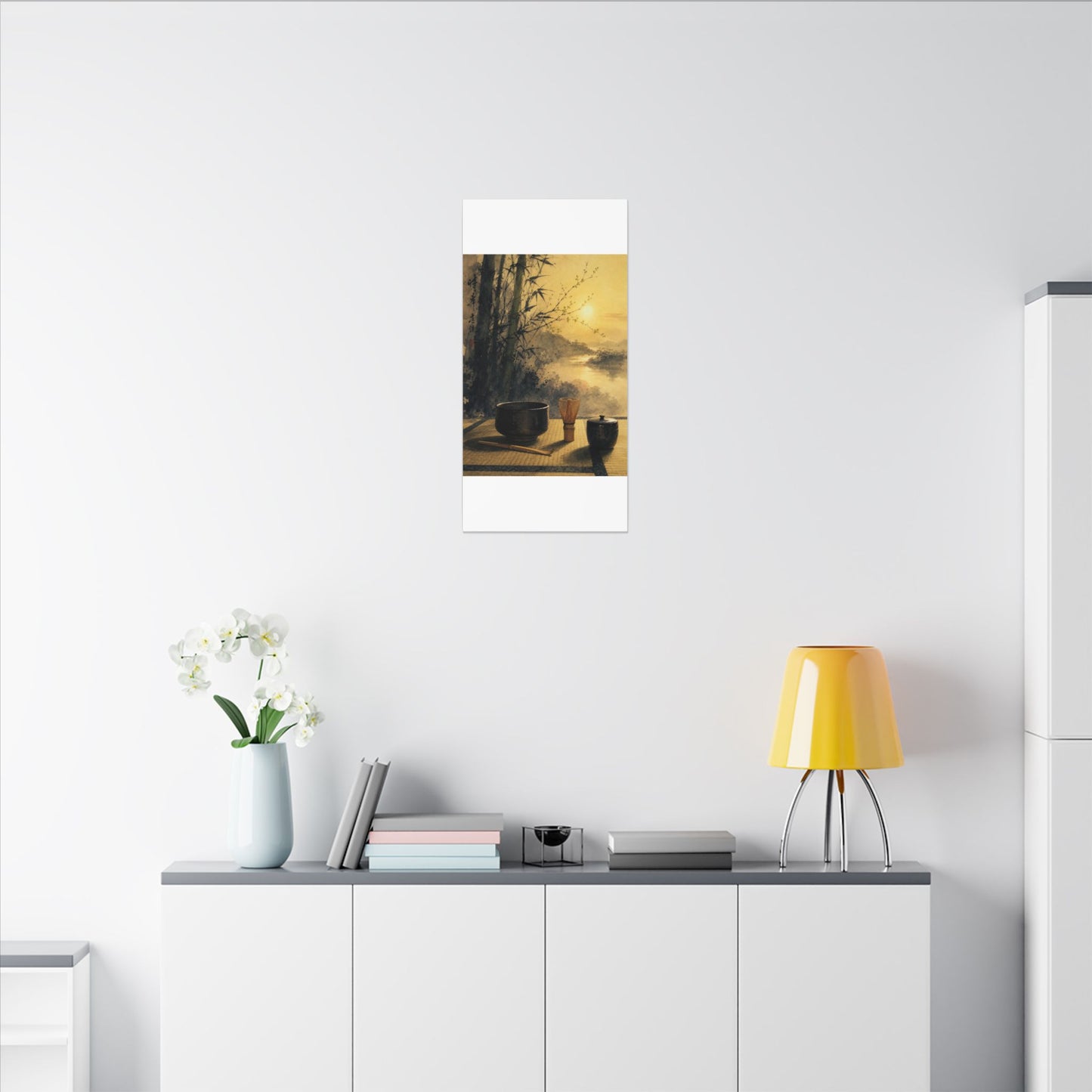 Tea Ceremony Sumi E Canvas Art | Contemplative Zen Art