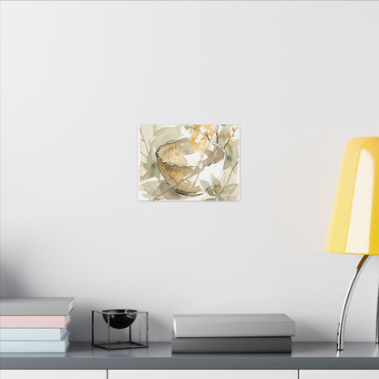 Spring Ceramic Bowl Watercolor Canvas Art | Neutral Decor