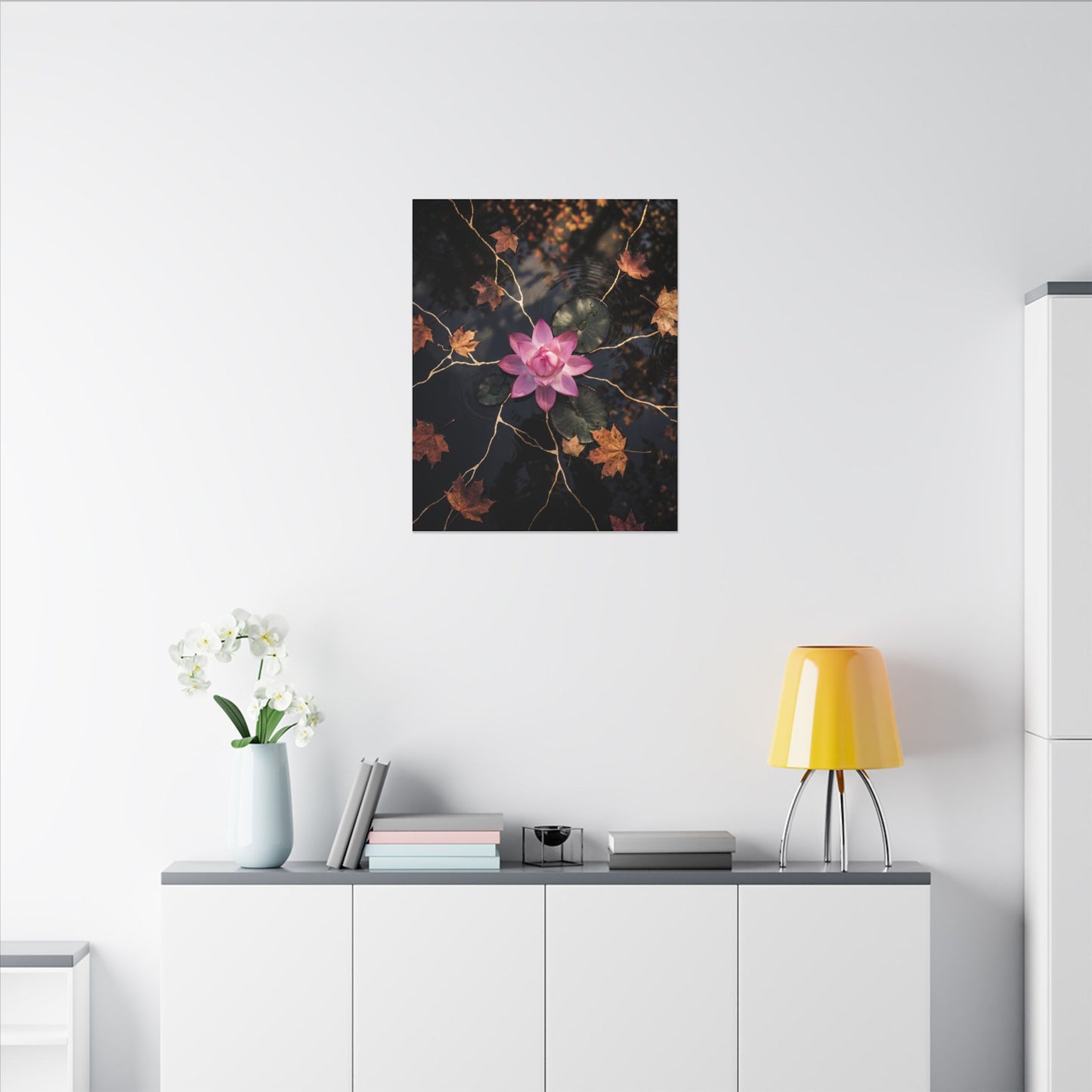 Ma Lotus Flower Canvas Art - Kintsugi Gold Vein
