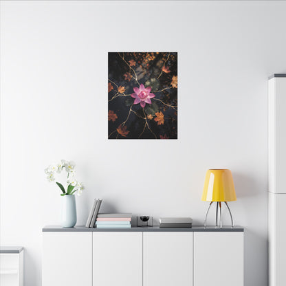 Ma Lotus Flower Canvas Art - Kintsugi Gold Vein