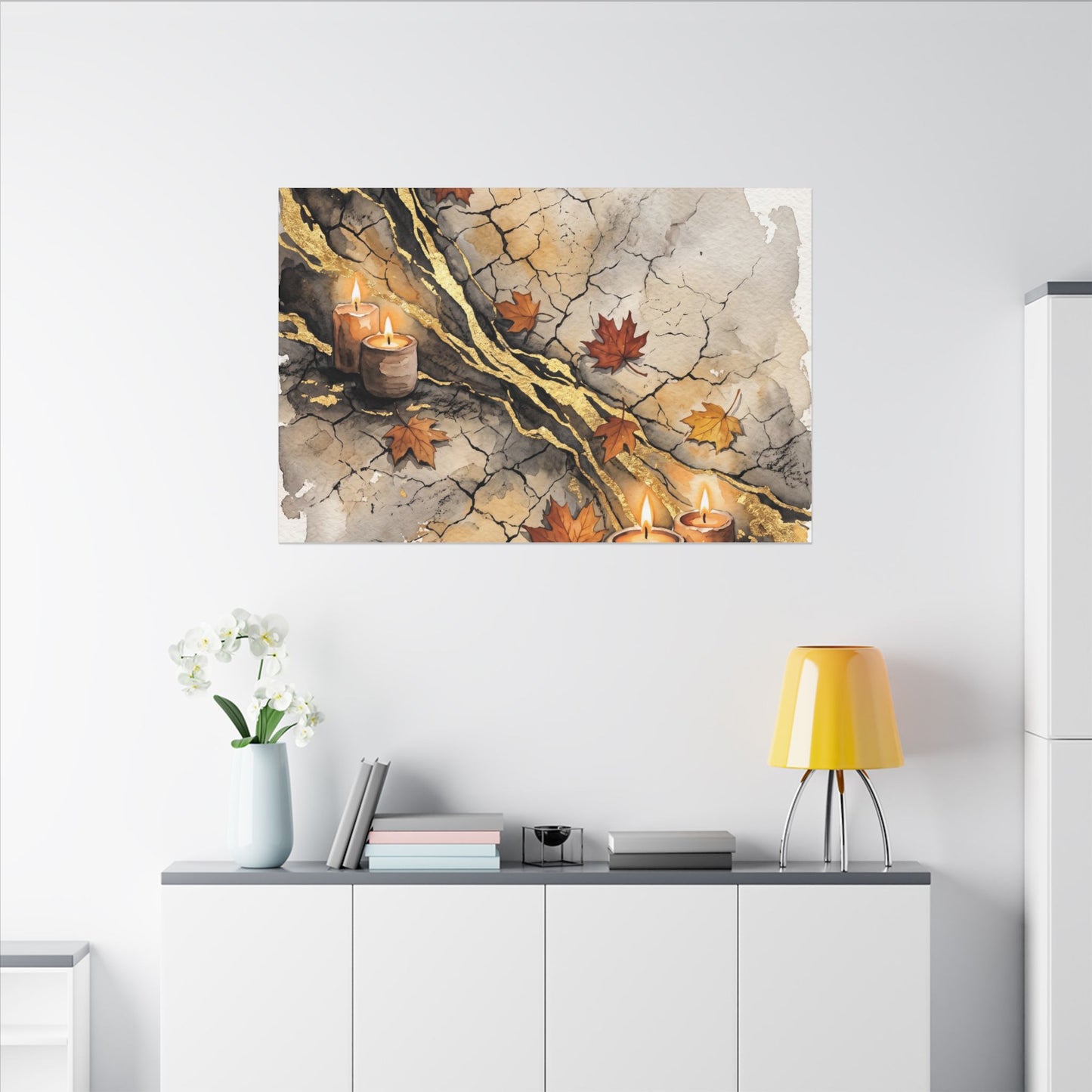 Cracked Earth Autumn Canvas Art | Japandi Warm Design