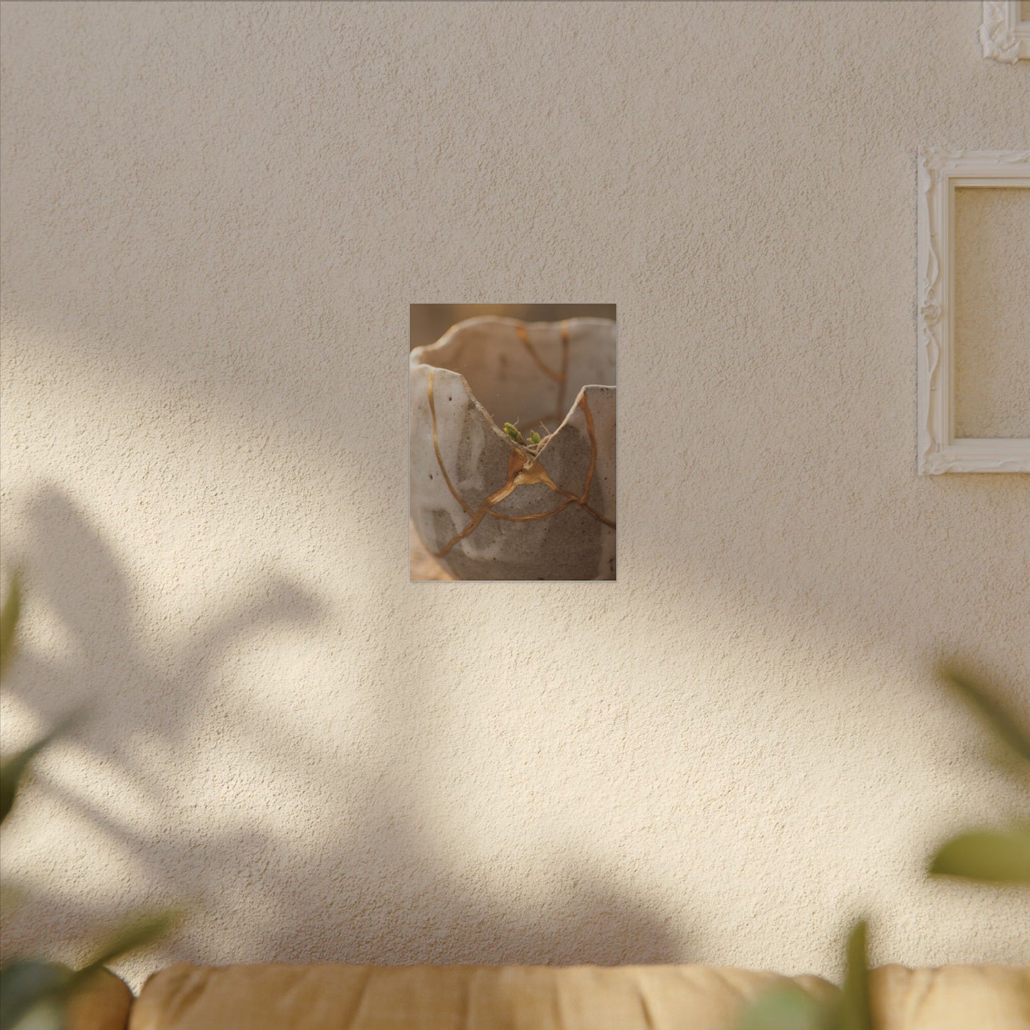 Golden Hour Broken Pottery Canvas Art - Japandi Kanso