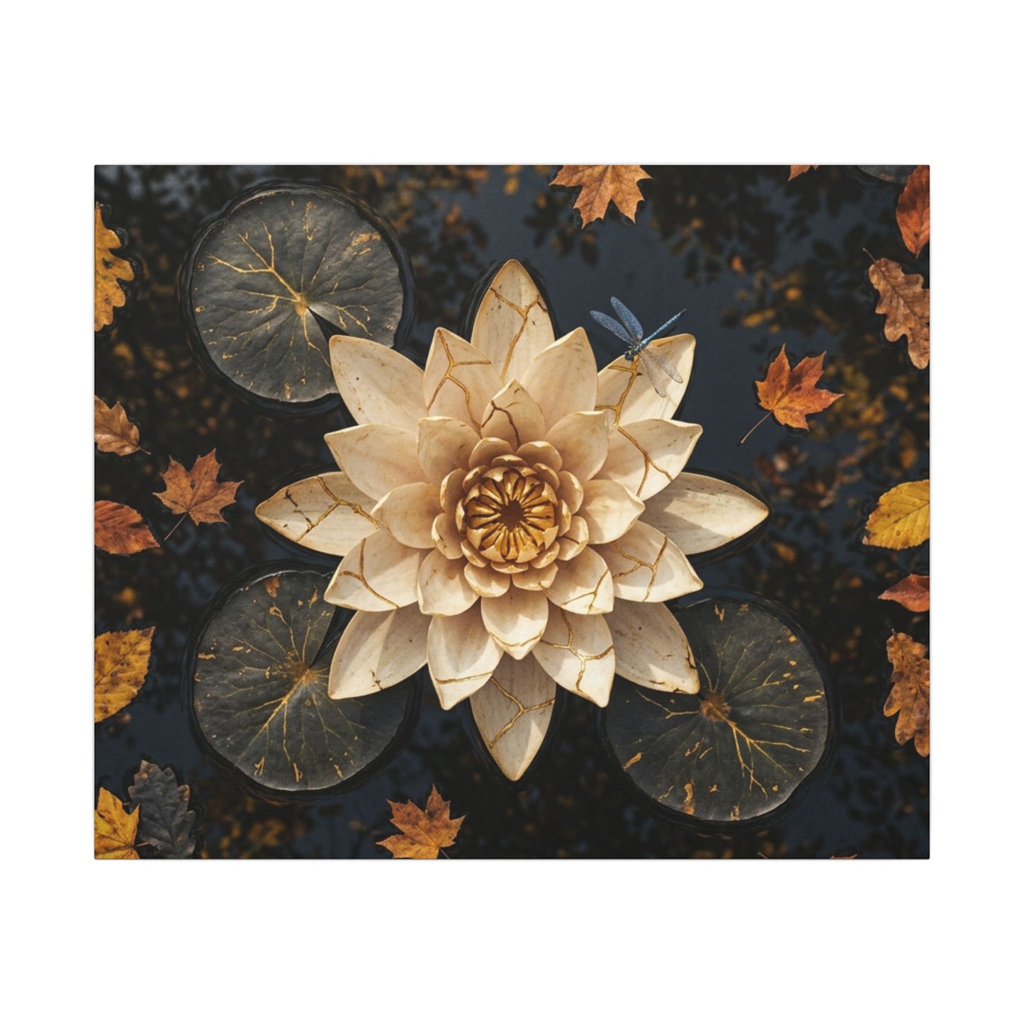 Healing Lotus Flower Canvas Art - Gold Repair Kintsugi