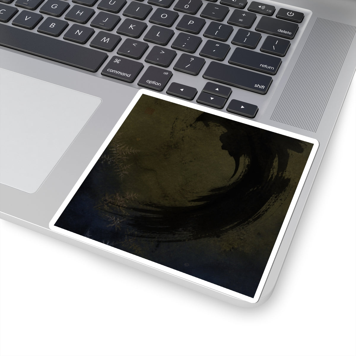Dark Japandi Ink Brushstroke in Candlelight | Moody Minimal Sticker