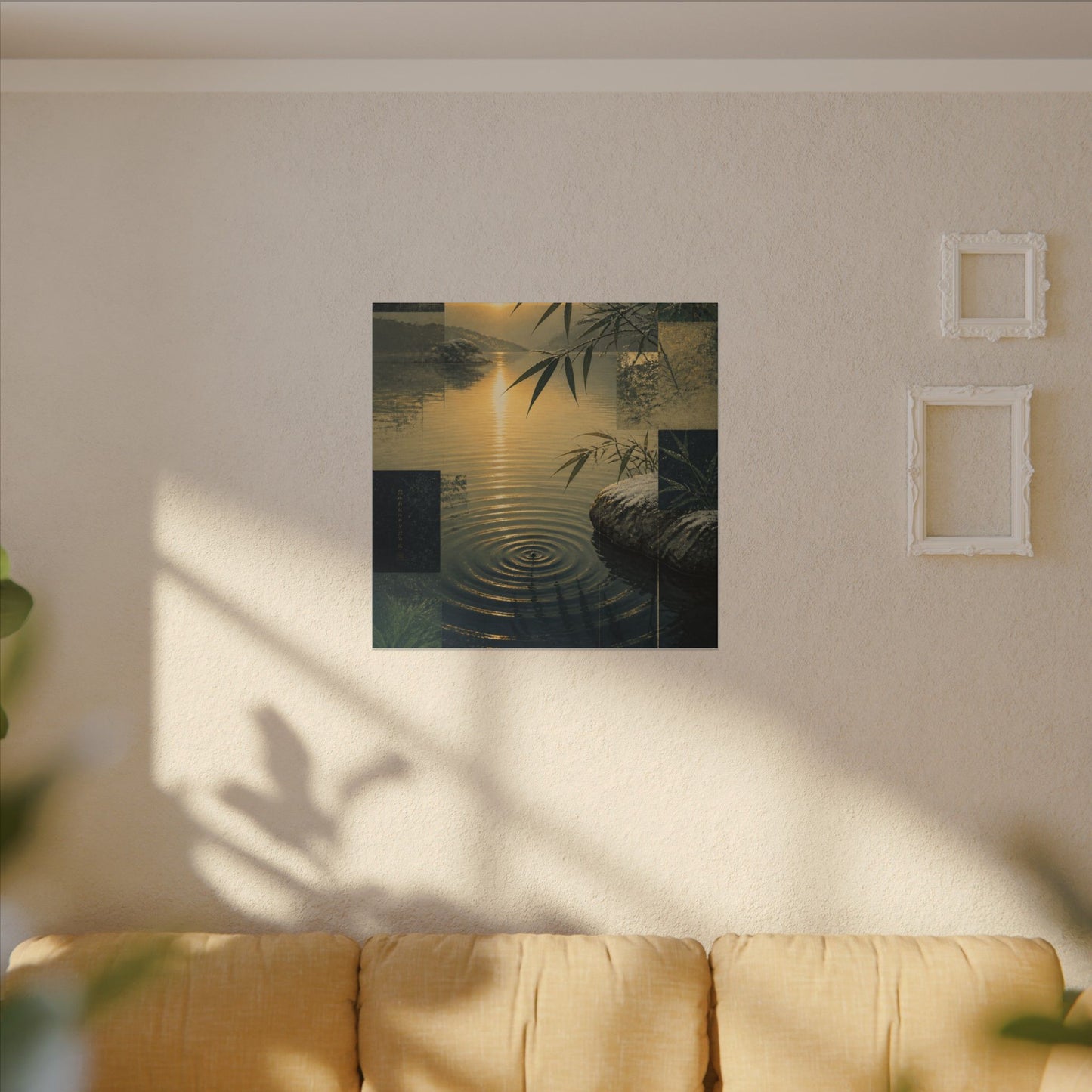 Zen Water Ripple in Golden Hour | Ukiyo E Inspired Canvas Art