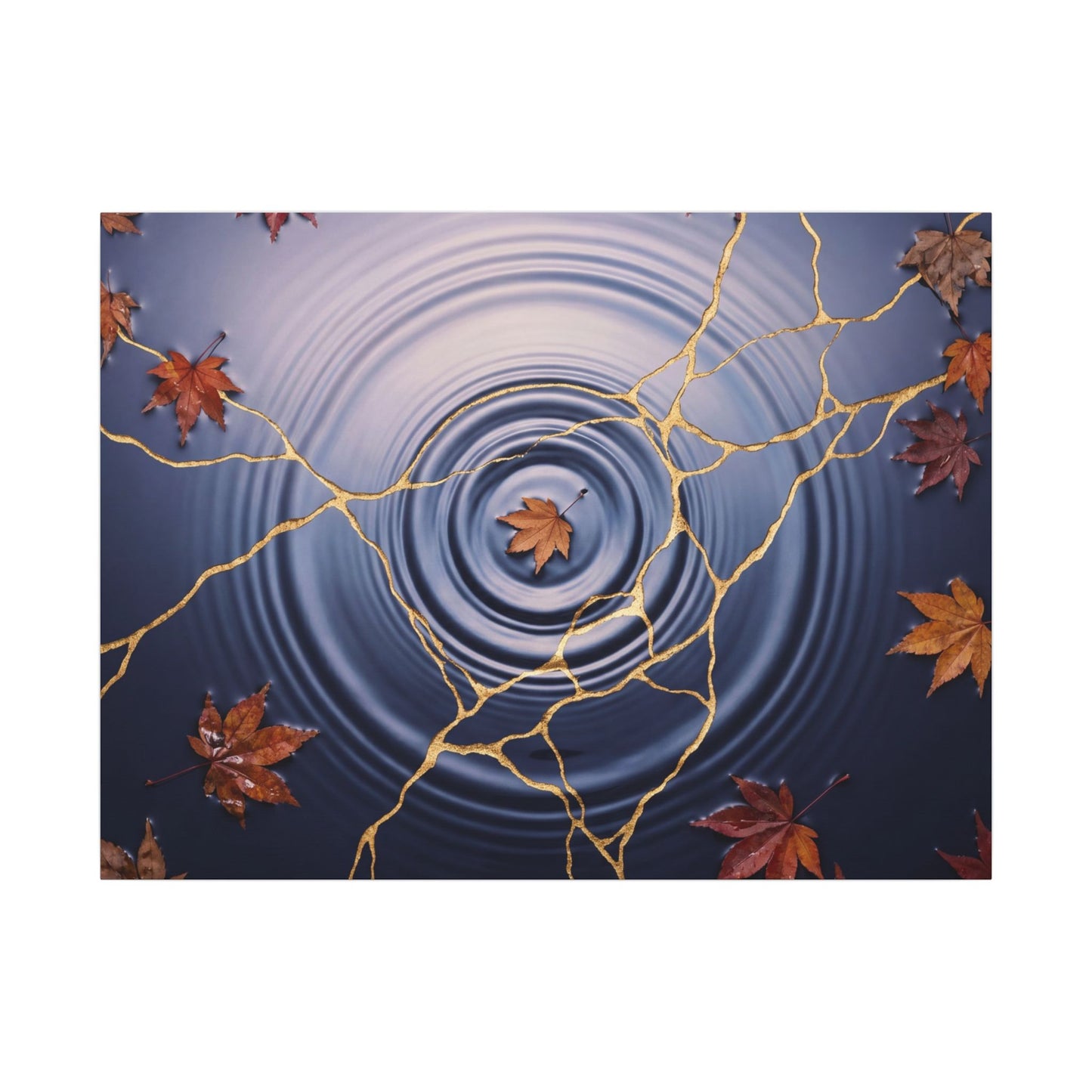 Kintsugi Water Ripple in Dawn | Gold Vein Canvas Art