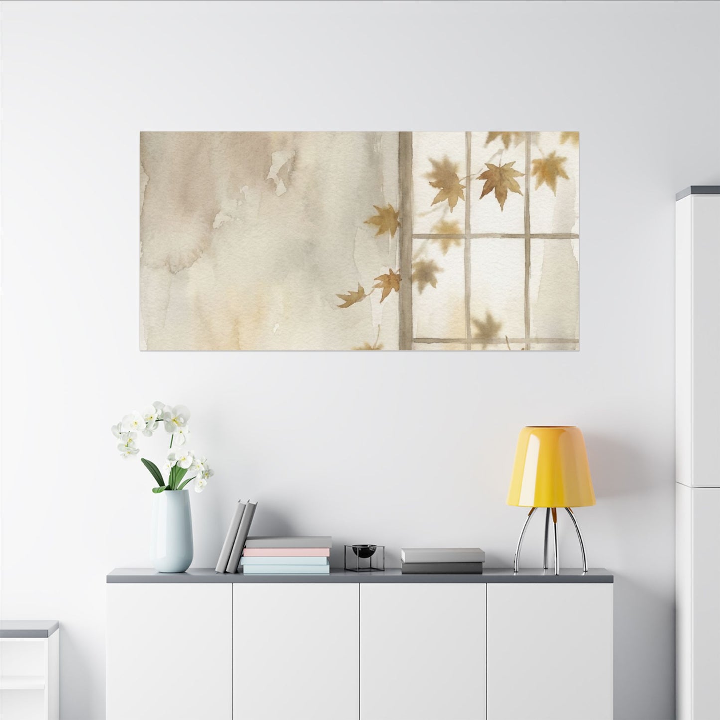 Warm Shoji Screen Canvas Art - Watercolor Japandi