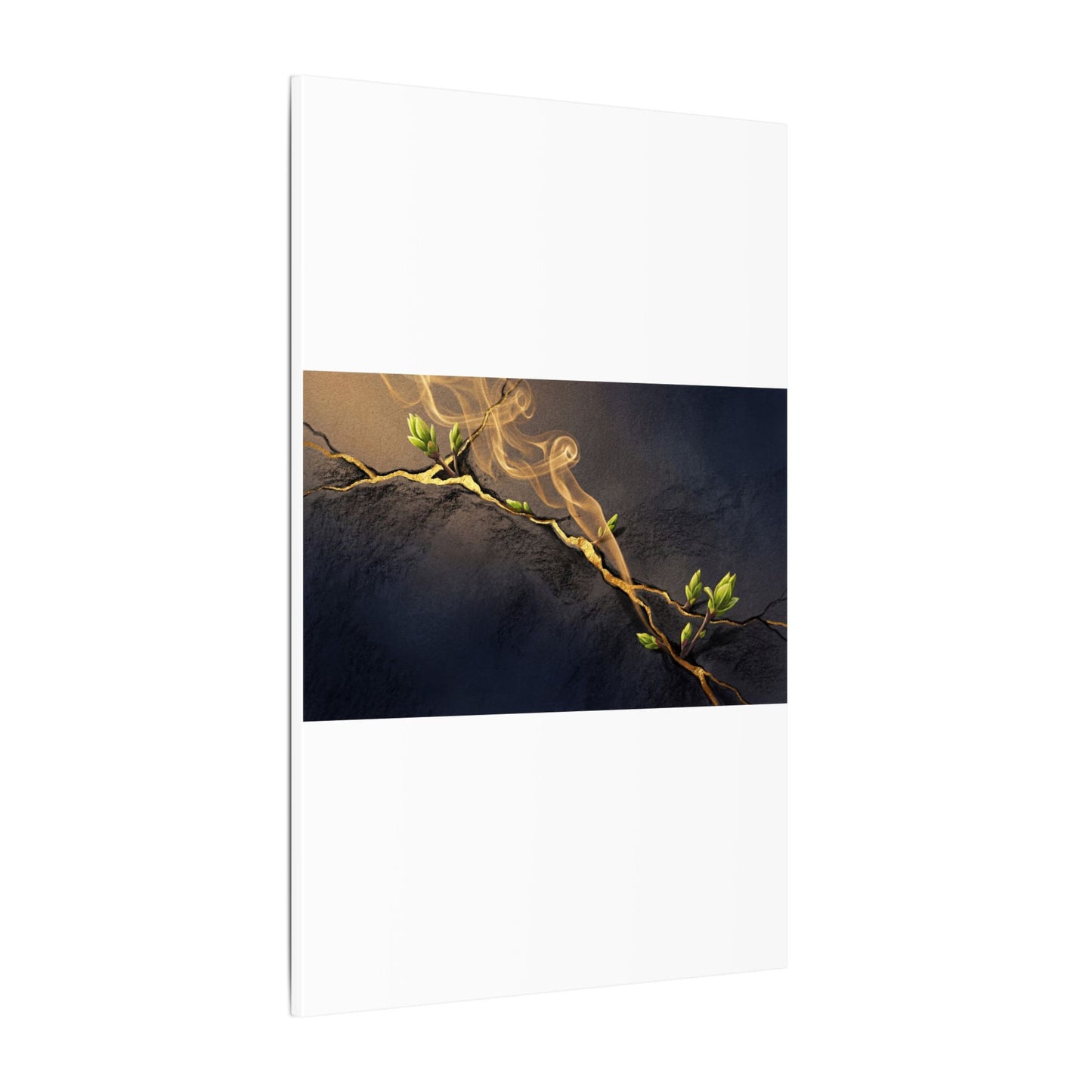 Spring Incense Smoke Gold Vein Canvas Art | Healing Decor