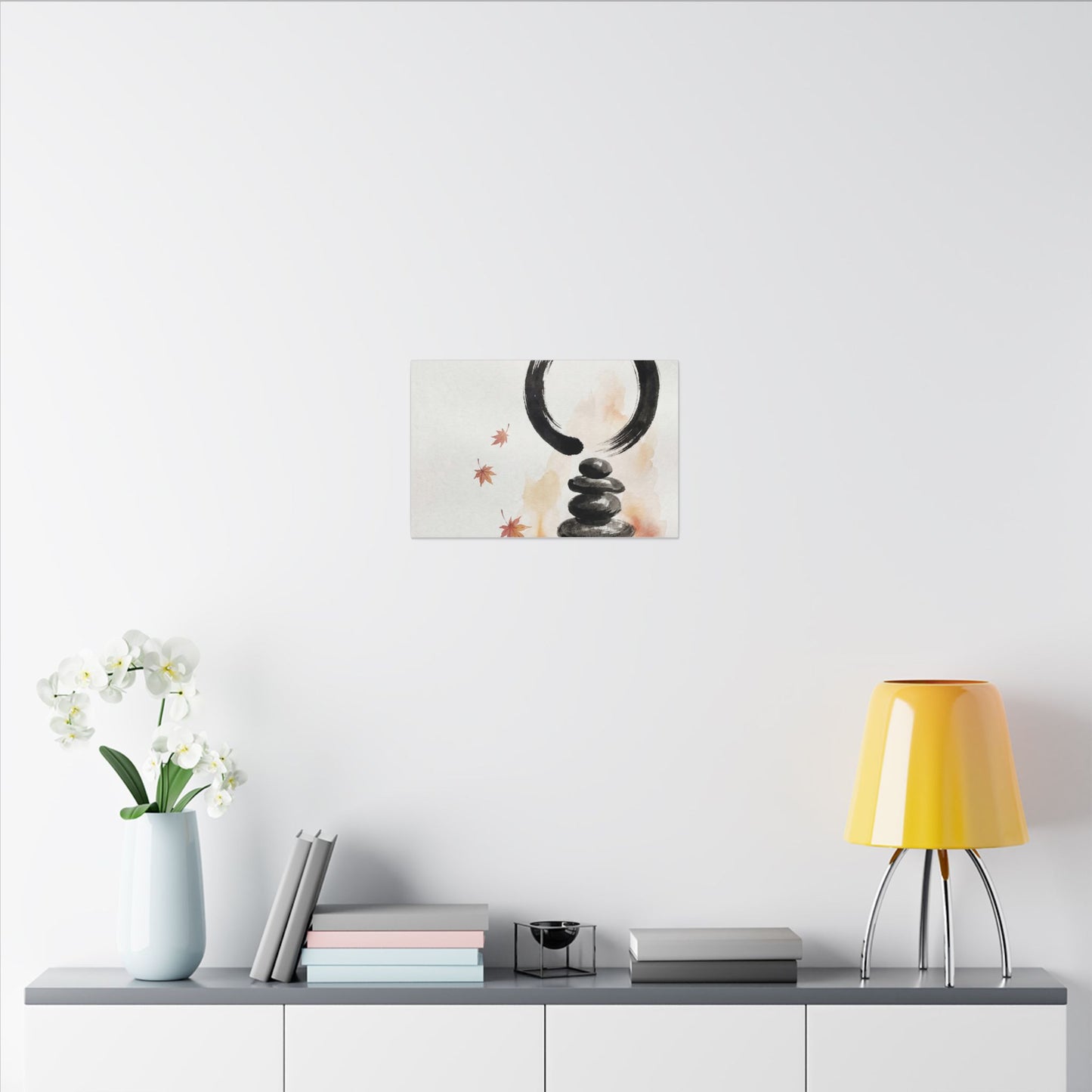 River Stones Canvas Art | Autumn Zen Enso Art