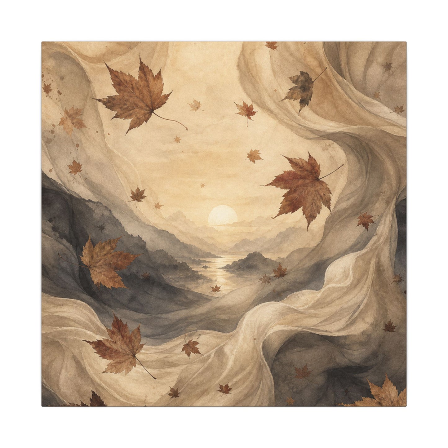 Autumn Silk Drape Watercolor Canvas Art | Earthy Decor
