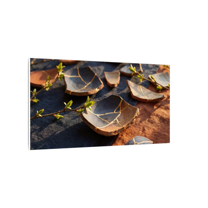 Spring Broken Pottery Gold Vein Canvas Art | Philosophical Decor