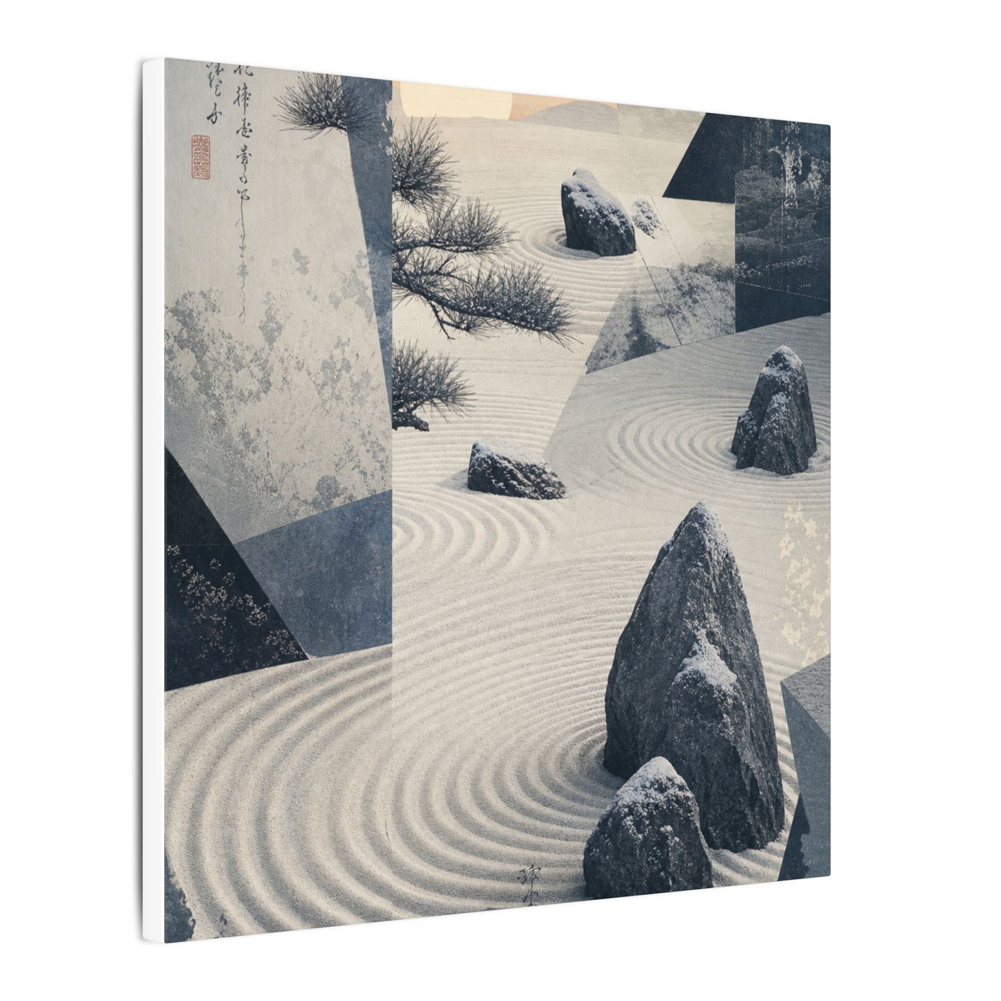 Seijaku Rock Garden Canvas Art - Zen Ukiyo E Inspired