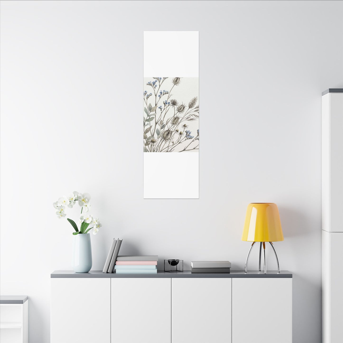 Dried Flowers Canvas Art | Summer Japandi Watercolor Art