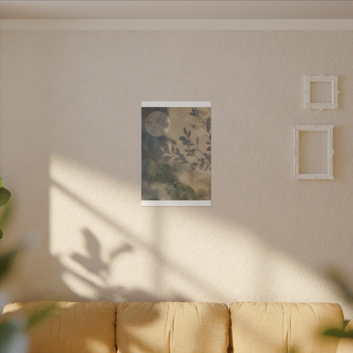 Japandi Shadow Play in Moonlight | Texture Canvas Art