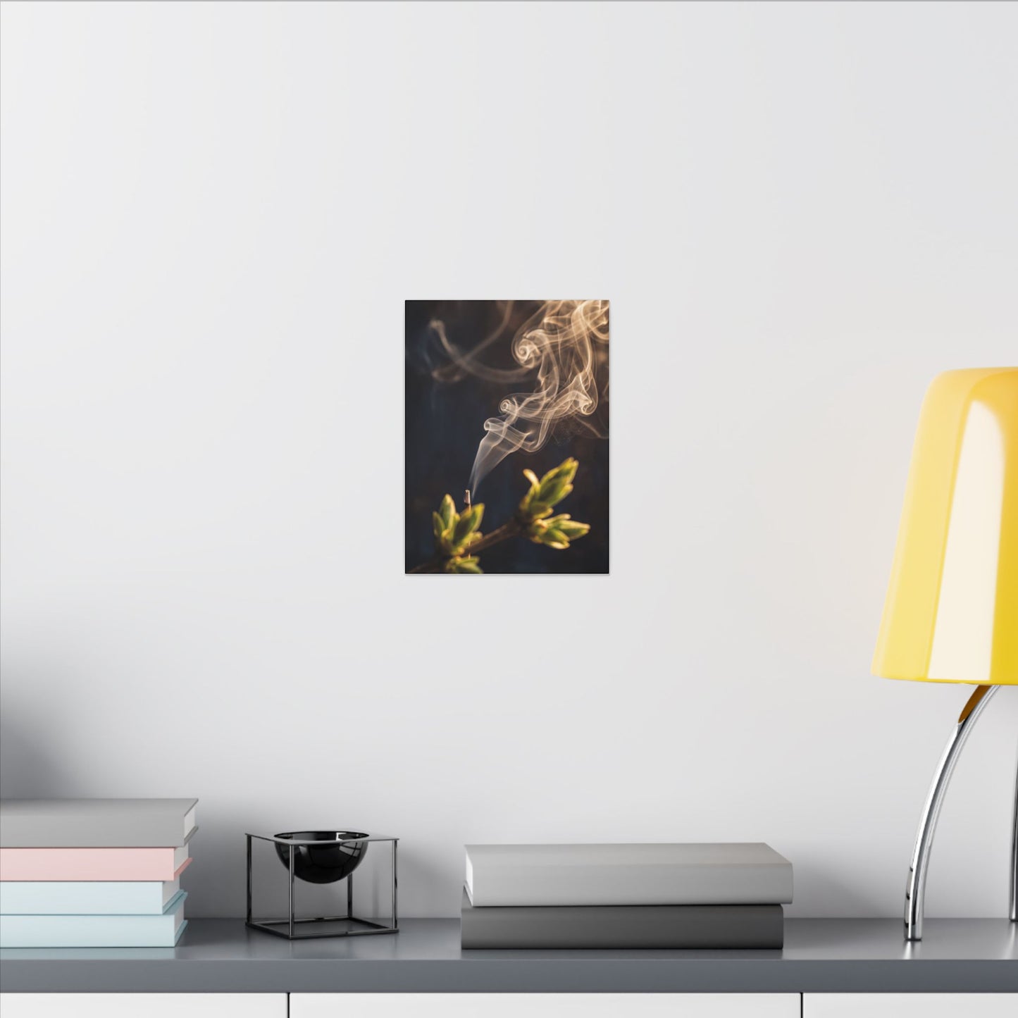 Golden Hour Incense Smoke Canvas Art - Dark Japandi Kanso