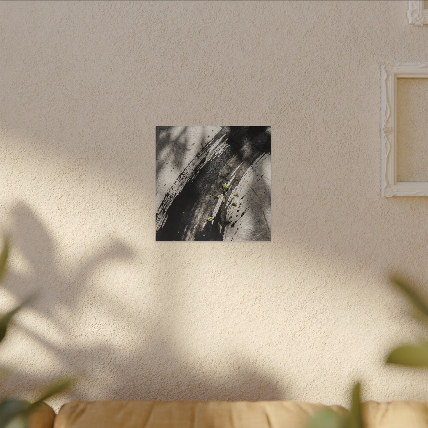 Ink Brushstroke Canvas Art | Spring Dark Japandi Moody Minimal Art