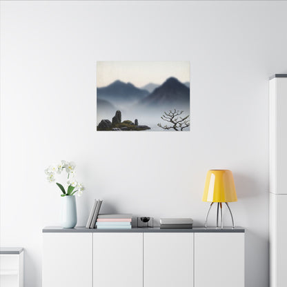 Mountain Mist Karesansui Canvas Art | Contemplative Zen Art