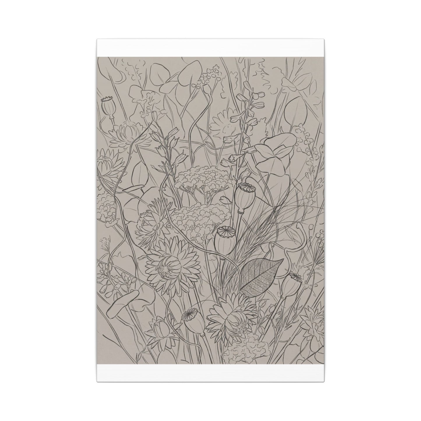 Summer Dried Flowers Minimal Line Canvas Art | Elegant Decor